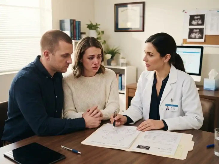 Male Infertility Diagnosis with doctor at Australian Concept